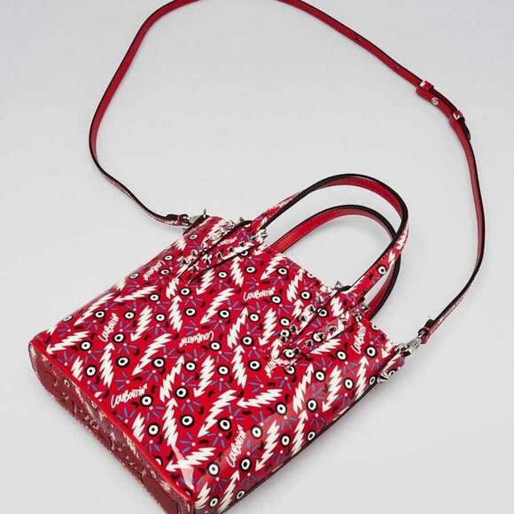 Christian Louboutin Red Patent Leather North/South Ginzana Cabata Mini Tote Bag - Picture 3 of 13